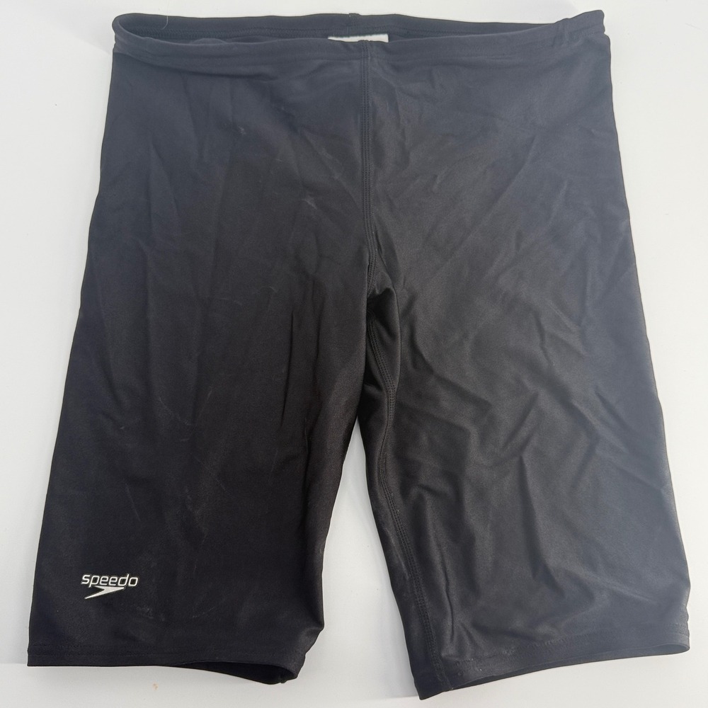 Speedo Mens Black Jammer Swim Shorts Size 32 Nylon Lycra Spandex Training Trunks